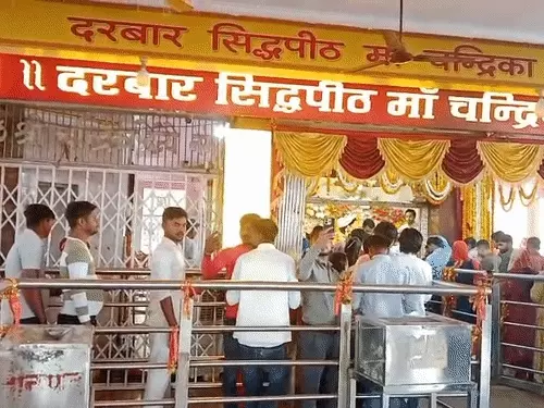 Devotees Throng Chandrika Devi Temple, 1 KM Long Queue on First Day of Navratri