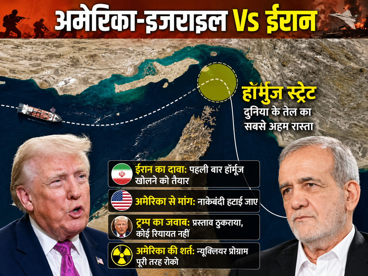 ईरान का बड़ा दावा: पहली बार होर्मुज जलडमरूमध्य खोलने को तैयार