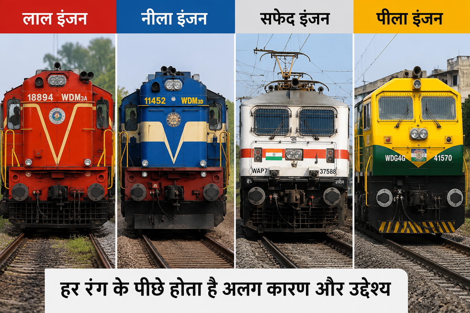 ट्रेनों के इंजन अलग-अलग रंगों में क्यों होते हैं? जानिए असली वजह