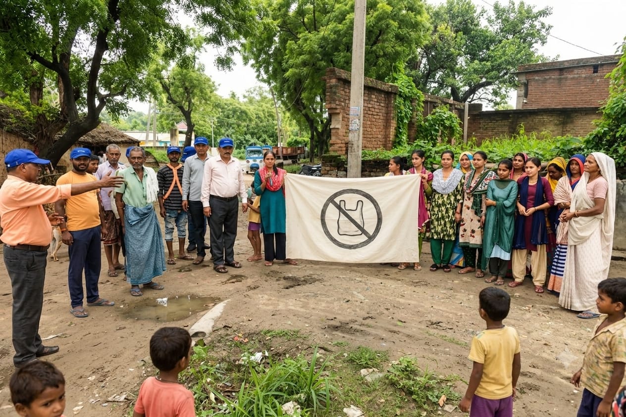 हरदोई के गंगापुर में प्लास्टिक मुक्त अभियान, जागरूकता रैली निकाल ग्रामीणों ने लिया संकल्प