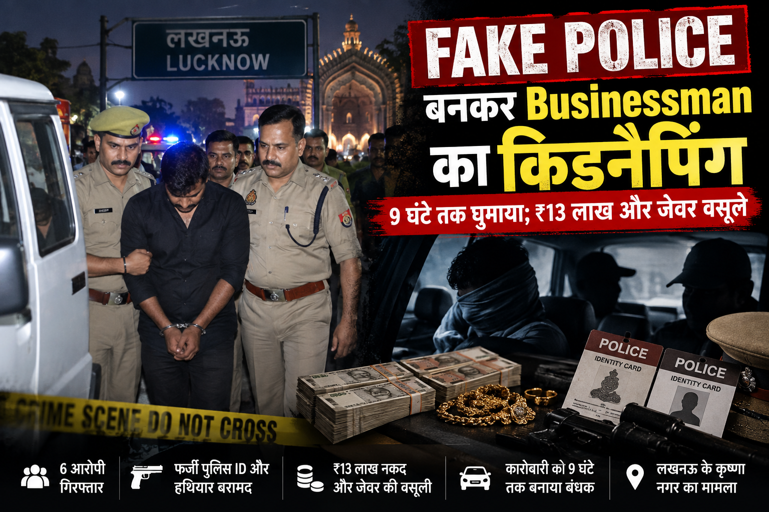 Lucknow Fake Police Case: कारोबारी का अपहरण, ₹13 लाख वसूले