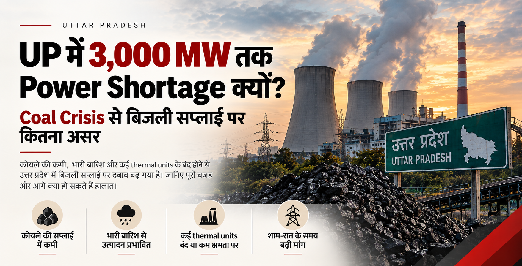 UP Power Shortage: 3,000 MW तक बिजली संकट, जानें Coal Crisis की वजह