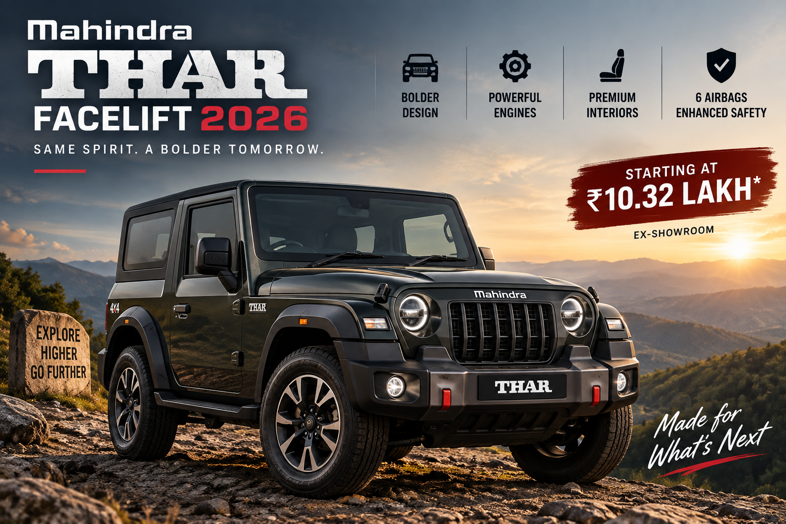 Mahindra Thar Facelift 2026: कीमत, फीचर्स और इंजन