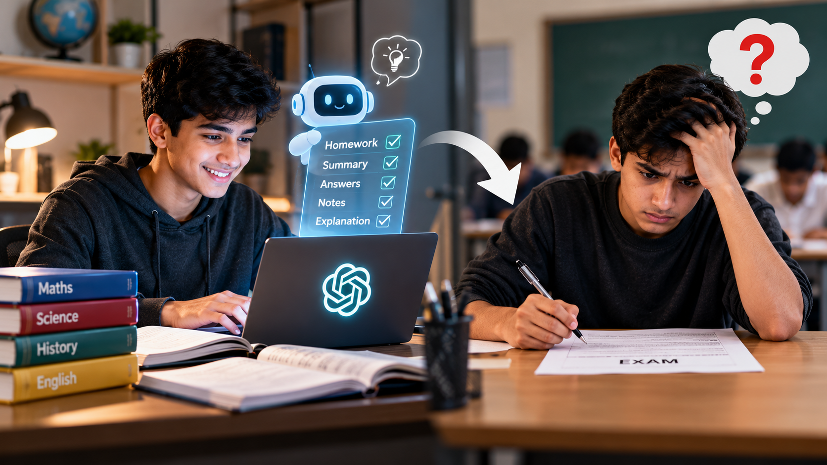 AI और Students: Homework Score बढ़ा, Exam Marks क्यों घटे?