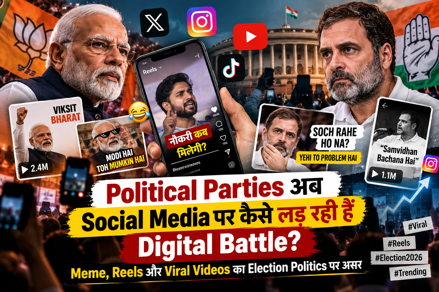 Political Parties की Digital Battle: Meme, Reels और Viral Videos का Election Politics पर असर