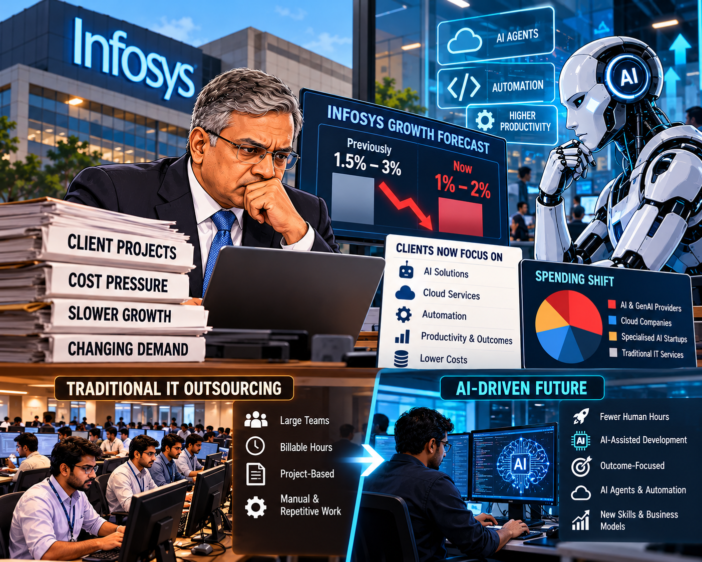 Infosys Growth Forecast Cut: क्या AI बदल रहा है Indian IT Model?