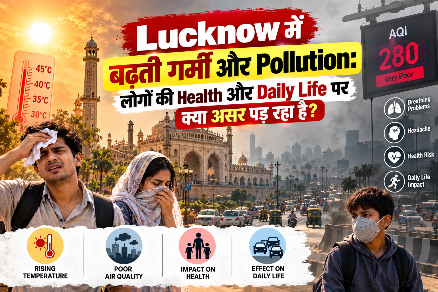 Lucknow में बढ़ती गर्मी और Pollution का Health पर असर