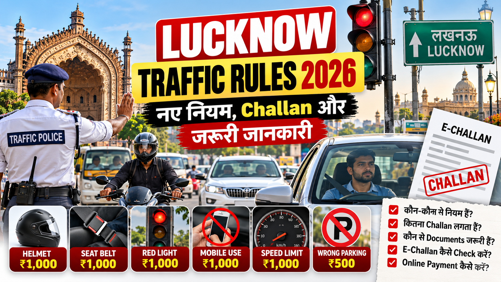 Lucknow Traffic Rules 2026: Rules, Challan & Fine की पूरी जानकारी