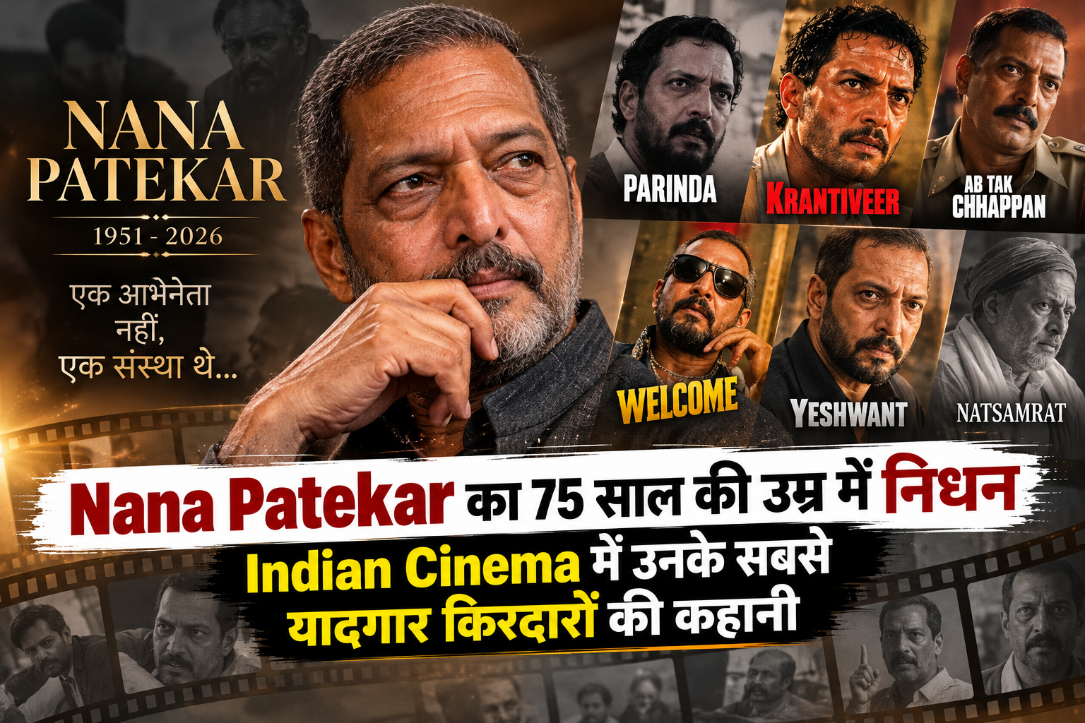 Nana Patekar का 75 साल की उम्र में निधन: उनके यादगार किरदारों की कहानी